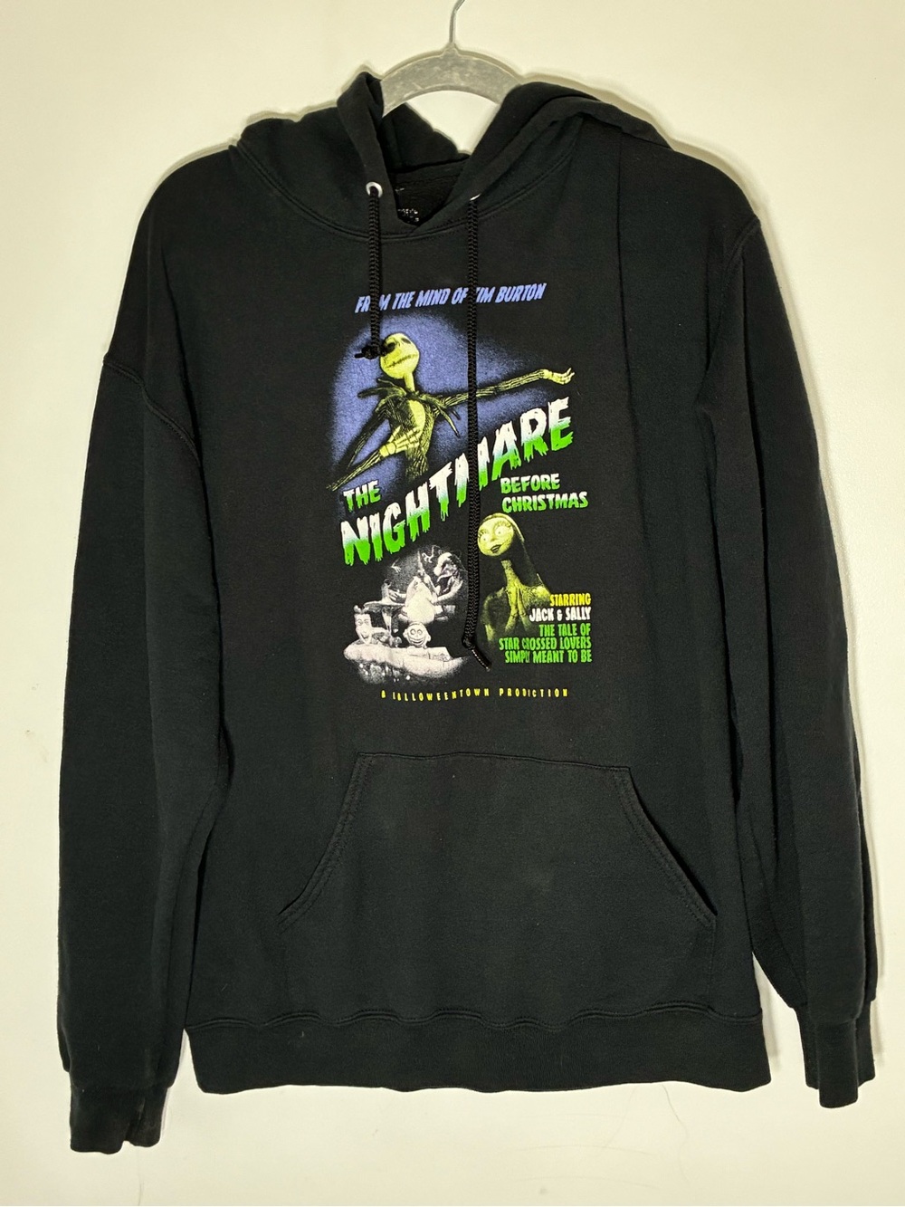 Hot Topic Nightmare Before Christmas Jack Sally Hoodie Halloween Town L